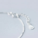 925 Sterling Silver Anklet 3D Square Bead Bracelet Women Jewelry