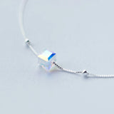 3D Square Silver Bracelet 925 Sterling Silver Anklets for Women