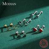 Minimalist 925 Silver Enamel Hearts Stars Stud Earrings