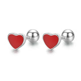 Minimalist 925 Silver Enamel Hearts Stars Stud Earrings