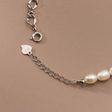 Sterling Silver Baroque Pearl Bracelet Chain Link