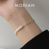 Sterling Silver Baroque Pearl Bracelet Chain Link