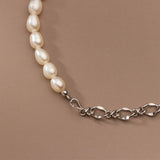 Sterling Silver Baroque Pearl Bracelet Chain Link