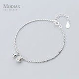 925 Silver Bell Geometric Beads Chain Bracelet with CZ