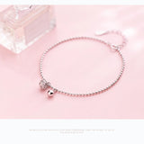 925 Silver Bell Geometric Beads Chain Bracelet with CZ