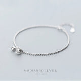 925 Silver Bell Geometric Beads Chain Bracelet with CZ