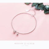 925 Silver Bell Geometric Beads Chain Bracelet with CZ