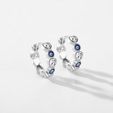 925 Silver Enamel Eyes Charm Hoop Earrings Zircon Ear Buckle
