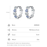 925 Silver Enamel Eyes Charm Hoop Earrings Zircon Ear Buckle