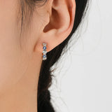 925 Silver Enamel Eyes Charm Hoop Earrings Zircon Ear Buckle