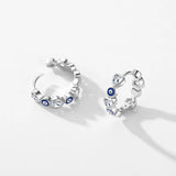 925 Silver Enamel Eyes Charm Hoop Earrings Zircon Ear Buckle
