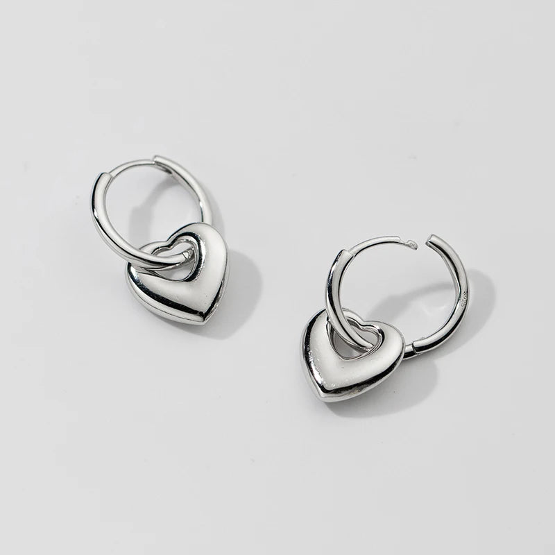 925 Silver Hearts Dangle Earrings for Women