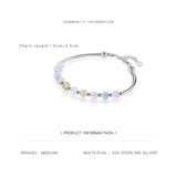 925 Silver Beads Crystal Charms Bracelet for Women