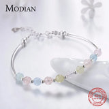 925 Silver Beads Crystal Charms Bracelet for Women