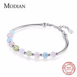 925 Silver Beads Crystal Charms Bracelet for Women