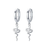 925 Silver Snake Animal Hoop Earrings Hypoallergenic