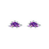 Stegosaurus Stud Earrings Purple Crystal Dinosaur Earring for Women & Girls