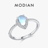 Women's 925 Sterling Silver Water Drop Moonstone Ring, Fine Jewelry