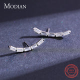 925 Silver Emerald Cut Stud Earrings Clear CZ Wedding Fine Jewelry