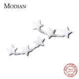 925 Silver Frosted Stars Stud Earrings Women's Gift Girl Charm Earring