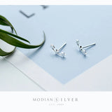 925 Silver Frosted Stars Stud Earrings Women's Gift Girl Charm Earring