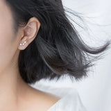 925 Silver Frosted Stars Stud Earrings Women's Gift Girl Charm Earring