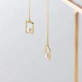 Square Pearl Drop Earring for Women Geometric Dangle Earring