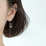 Square Pearl Drop Earring for Women Geometric Dangle Earring