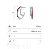 925 Silver Gradient Bule Red Enamel Earrings Double Layer Sparkling Jewelry