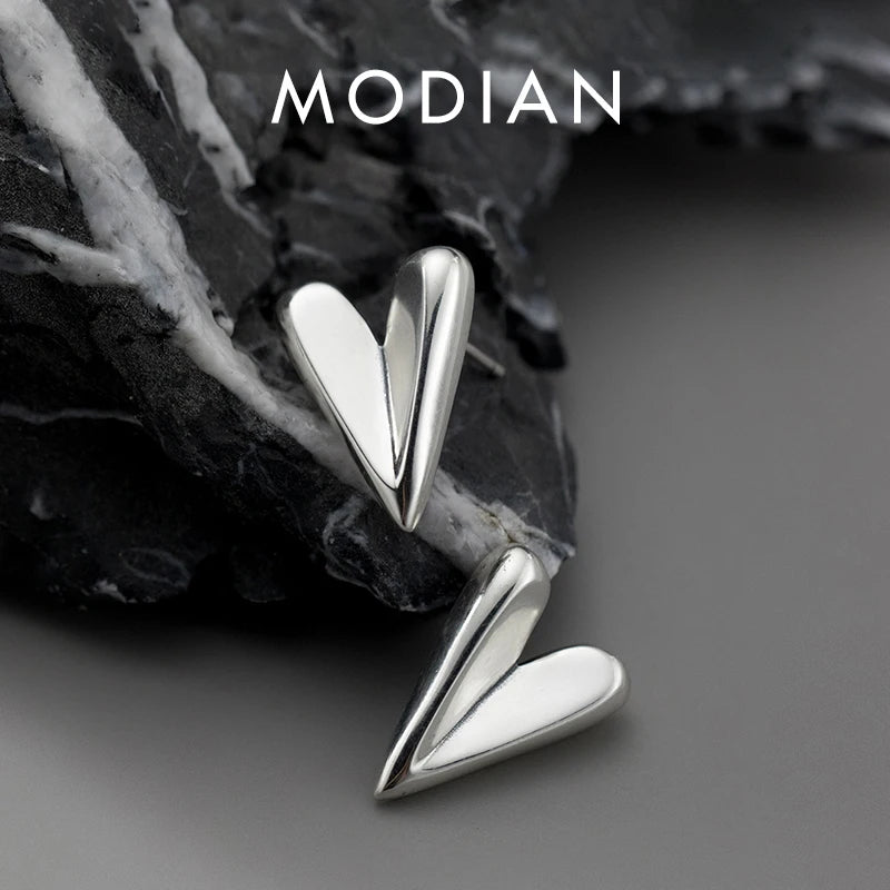 925 Silver Hearts Stud Earrings For Women Stackable Ear Studs