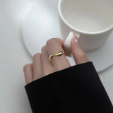 925 Silver Wave Stackable Finger Ring Adjustable Size 6-9 Women Jewelry