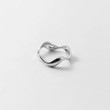 925 Silver Wave Stackable Finger Ring Adjustable Size 6-9 Women Jewelry