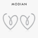 925 Silver Clear CZ Line Hearts Stud Earrings Wedding Party Jewelry