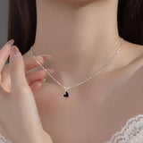 925 Silver Rainbow Hearts Pendant Necklace for Women