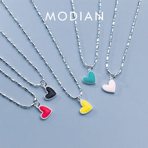 925 Silver Rainbow Hearts Pendant Necklace for Women