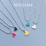 925 Silver Rainbow Hearts Pendant Necklace for Women