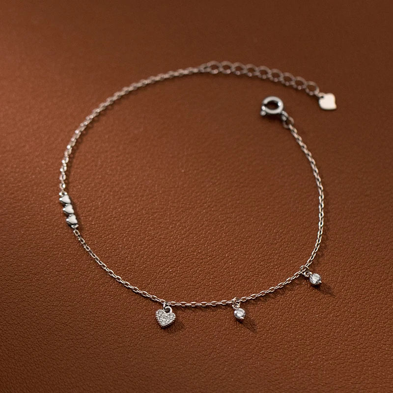 925 Silver Hearts To Hearts Romantic Bracelet Wedding Jewelry