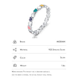 925 Silver Multicolour Enamel Hearts Stackable Ring
