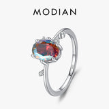 925 Silver Rainbow Zirconia Wedding Ring For Women