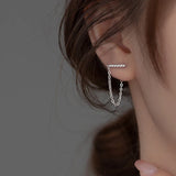 925 Silver Punk Geometric Chain Earrings Fine Jewelry