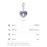 925 Silver Rainbow CZ Hearts Pendant Romantic Charms Women Fine Jewelry
