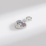 925 Silver Rainbow CZ Hearts Pendant Romantic Charms Women Fine Jewelry
