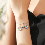 925 Silver Rainbow Enamel Flower Pendant for Women DIY Bracelet Necklace Charms