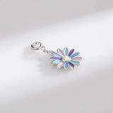 925 Silver Rainbow Enamel Flower Pendant for Women DIY Bracelet Necklace Charms