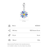 925 Silver Rainbow Enamel Flower Pendant for Women DIY Bracelet Necklace Charms