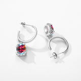 925 Silver Rainbow Zirconia Drop Earrings Dangle Anniversary Fine Jewelry