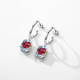 925 Silver Rainbow Zirconia Drop Earrings Dangle Anniversary Fine Jewelry