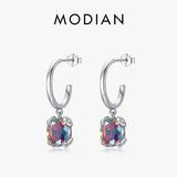 925 Silver Rainbow Zirconia Drop Earrings Dangle Anniversary Fine Jewelry