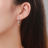 925 Silver Rainbow Zirconia Stud Earrings for Women Party Gift Jewelry