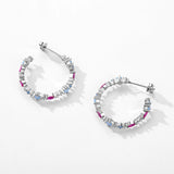 925 Silver Rainbow Zirconia Stud Earrings for Women Party Gift Jewelry
